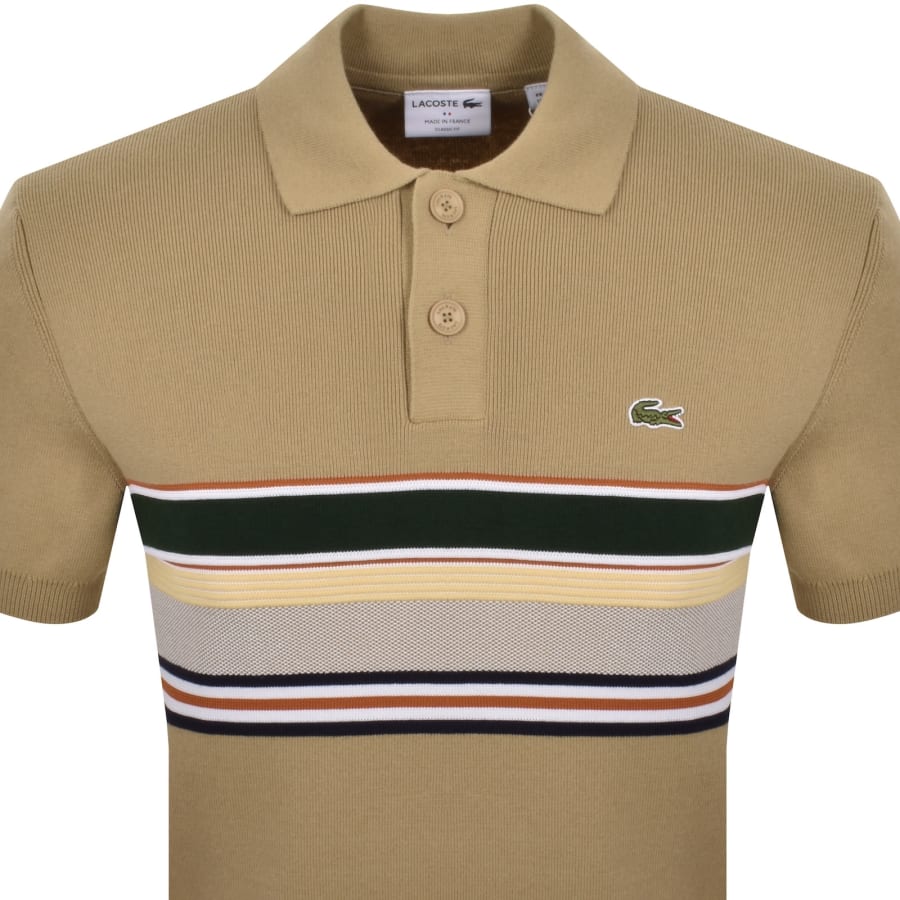 Lacoste Short Sleeve Knit Polo Beige | Mainline Menswear us